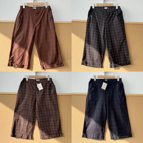 F1-167格子裤宽松显瘦直筒高腰通勤高级复古松弛老钱风Y25-12