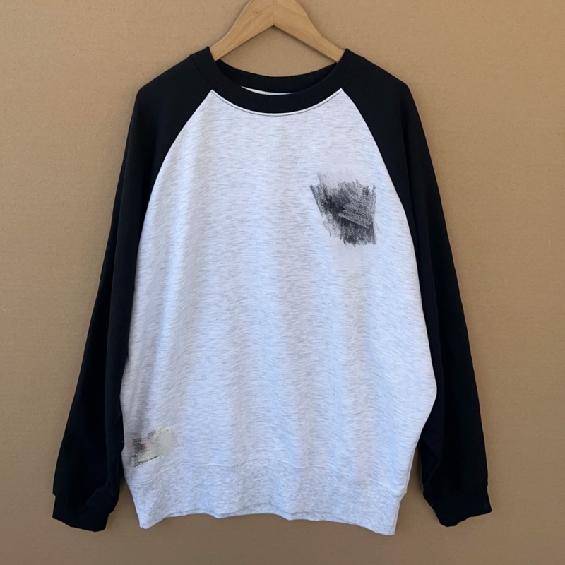 2K1-13春秋圆领长袖套头卫衣宽松显瘦插肩小众休闲简约上衣Y25-8