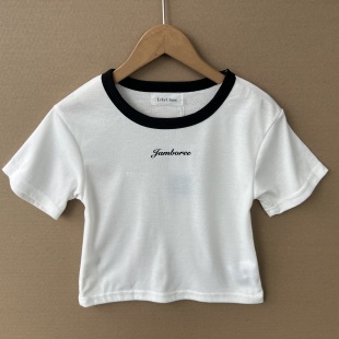 T恤圆领字母印花百搭休闲舒适上衣H25 女童短袖 22日系夏季