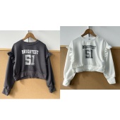 卫衣H26 数字字母印花休闲圆领长袖 58儿童学院风花边短款 2O1