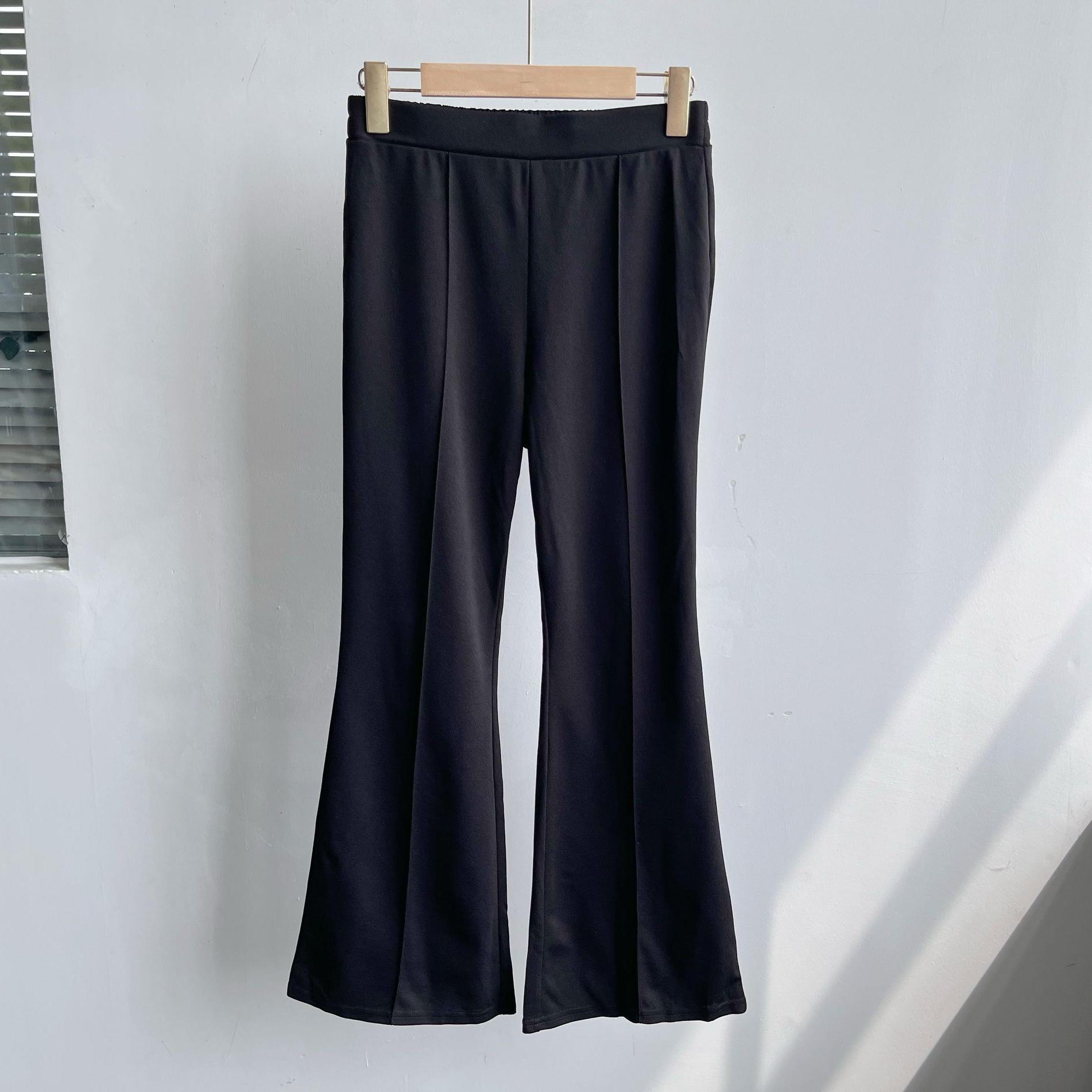 微瑕春夏新款时尚百搭纯色休闲裤宽松舒适微喇裤松紧腰遮肉潮流C9