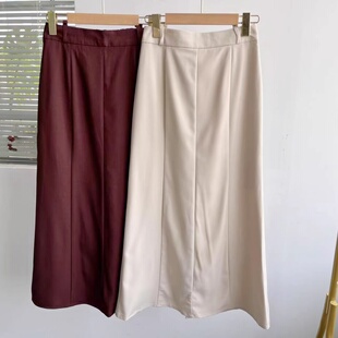 西1 55L标日单半身裙通勤百搭休闲显瘦气质慵懒风后开叉Y26