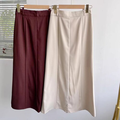 西1-55L标日单半身裙通勤百搭休闲显瘦气质慵懒风后开叉Y26-3