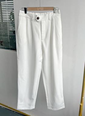 南9-16春秋季高品质韩版时尚简约白色休闲裤修身显瘦质感好H25-4