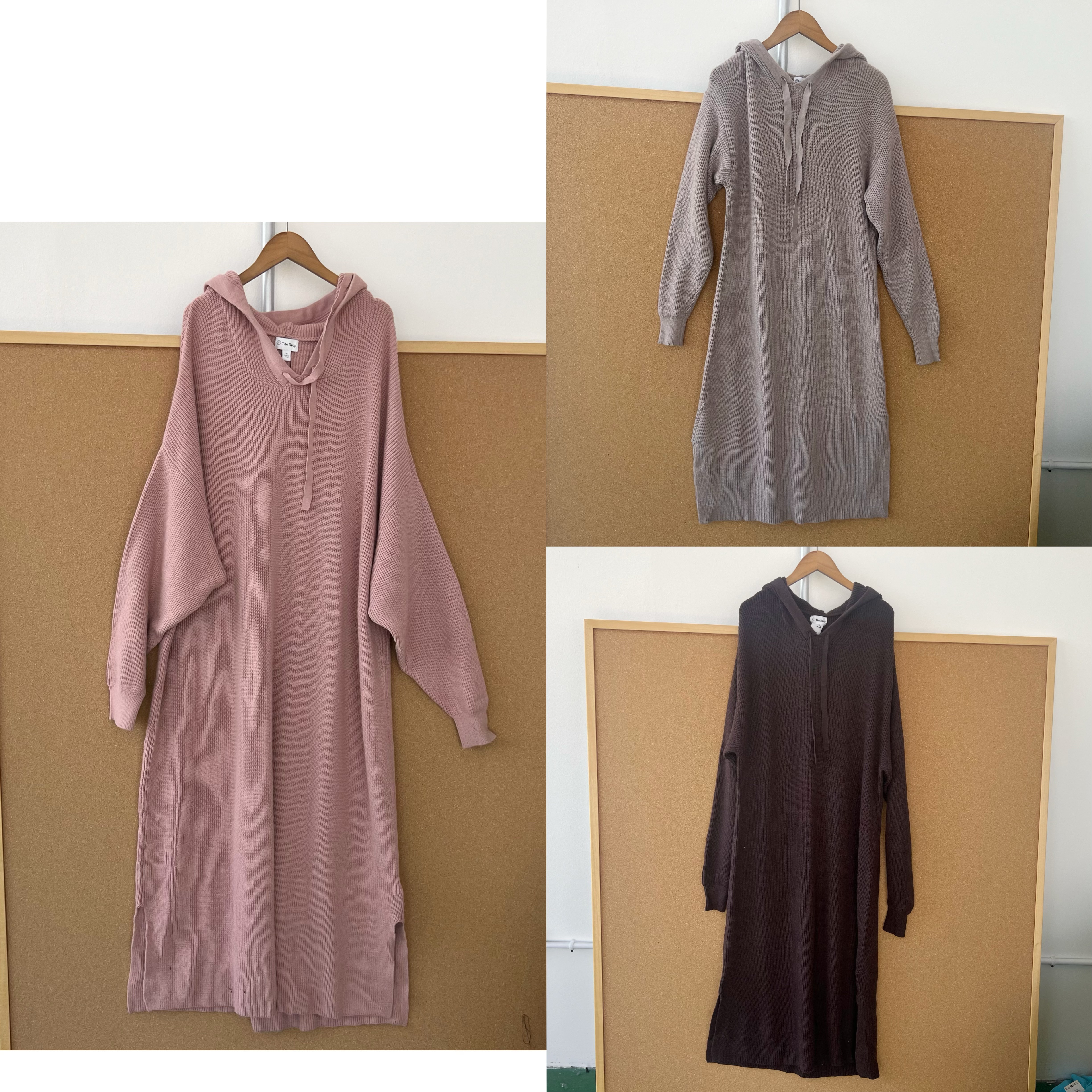 2F1-30法式时尚气质慵懒风复古连帽显瘦百搭直筒针织长裙H25-11