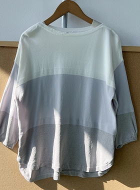 X2-129夏季圆领撞色拼接高弹力凉爽感中袖减龄气质百搭上衣Z26-1