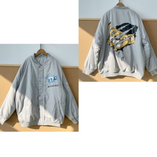 88冬季 保暖棉服外套H25 款 时尚 卡通印花棒球服夹克男女同款 2B1