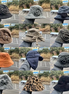 3R-61森系氛围高级感花朵蝴蝶结点缀装饰保暖气质显白渔夫帽Z26-1