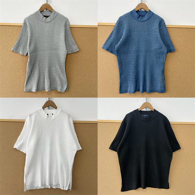 楼11A-70日系高级感半高领针织短袖性别失焦男女同款T26-3