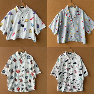 41多款 清新可爱卡通舒适简约百搭复古Y25 夏季 休闲开衫 衬衫 羊2