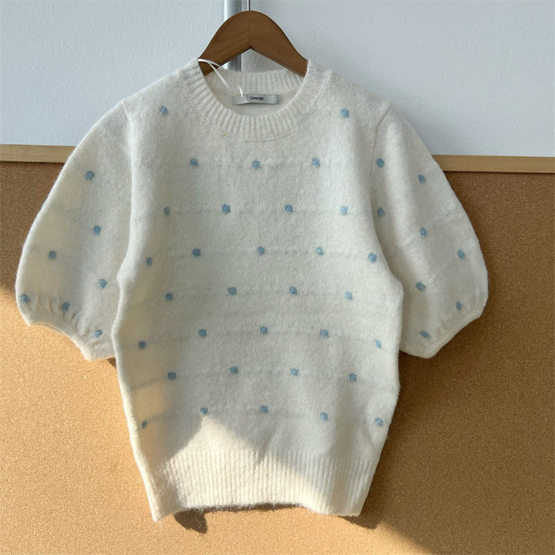 楼8-59秋冬季短袖圆领修身显瘦撞色装饰内搭上衣针织衫套头Y25-12