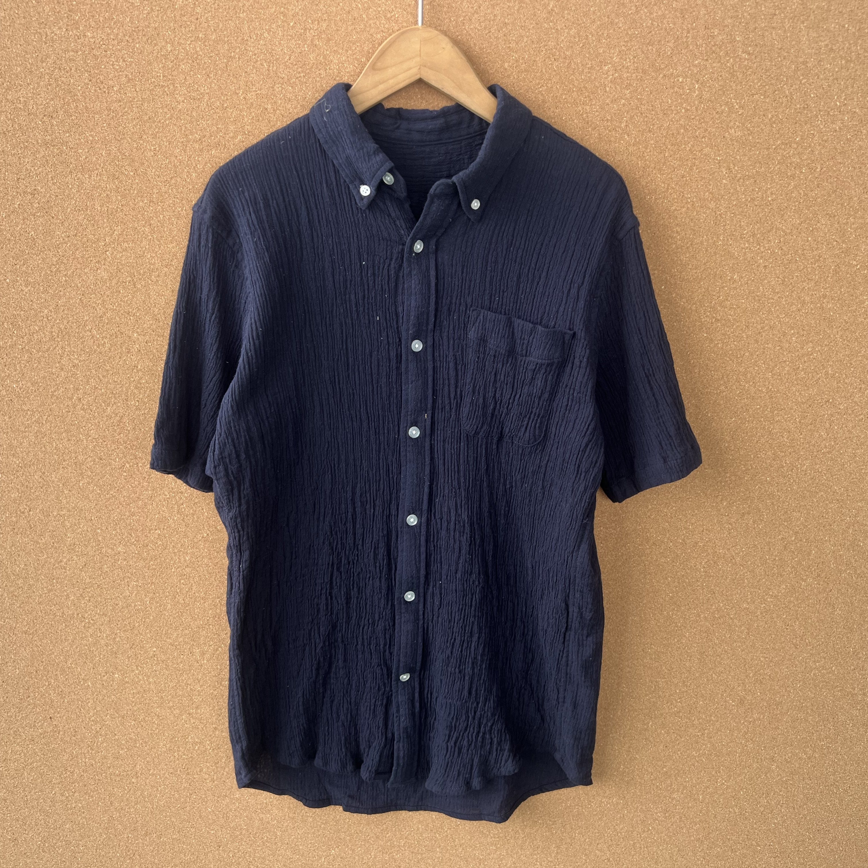 南13-58双层棉纱纯色肌理感POLO领短袖衬衫气质舒适百搭上衣H25-9