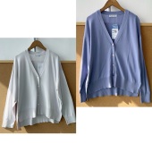 秋日出街随搭松弛感柔软舒适气质薄外套H25 2E1 64V领针织开衫