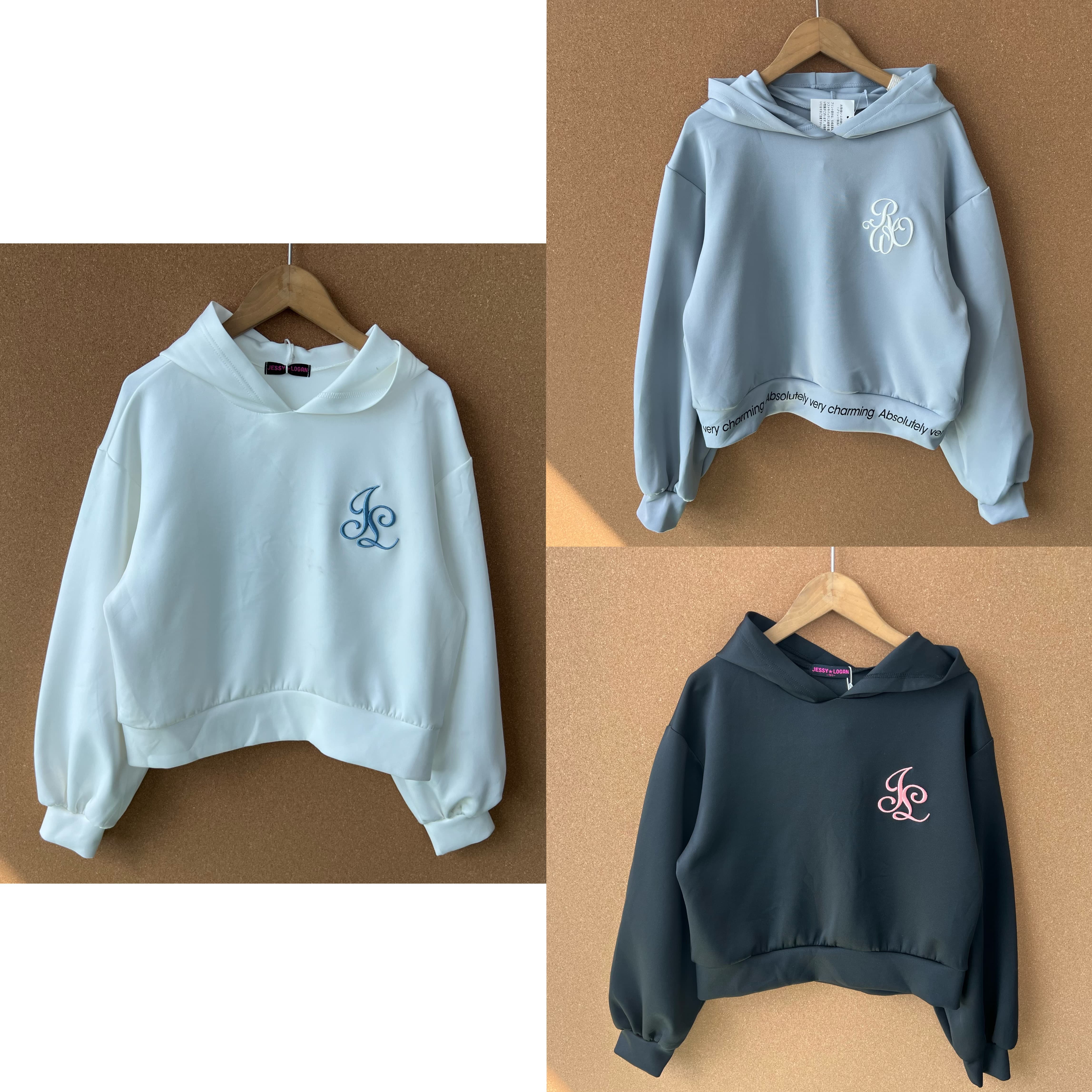 2P1-22儿童款刺绣连帽长袖卫衣设计感简约百搭日常休闲上衣J25-9