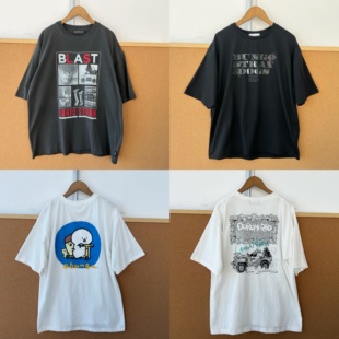 T恤上衣H25 宽松舒适字母印花独特别致小众设计感短袖 4夏季 2T1