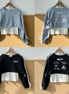 2W1-29儿童款假两件长袖T恤玉桂狗库洛米印花可爱学院风上衣Z26-1