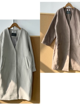 2S1-42日单美利奴羊毛绵羊毛大衣加厚重V领气质中长款外套J25-11