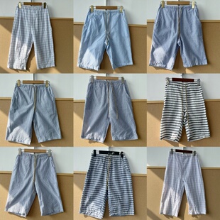 P2-63多款夏短裤薄款松紧腰条纹设计感百搭休闲裤简约慵懒风Y26-2