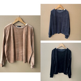 2M1-5日单圆领套头毛毛绒柔软亲肤纯色简约宽松长袖文艺上衣Z25-9