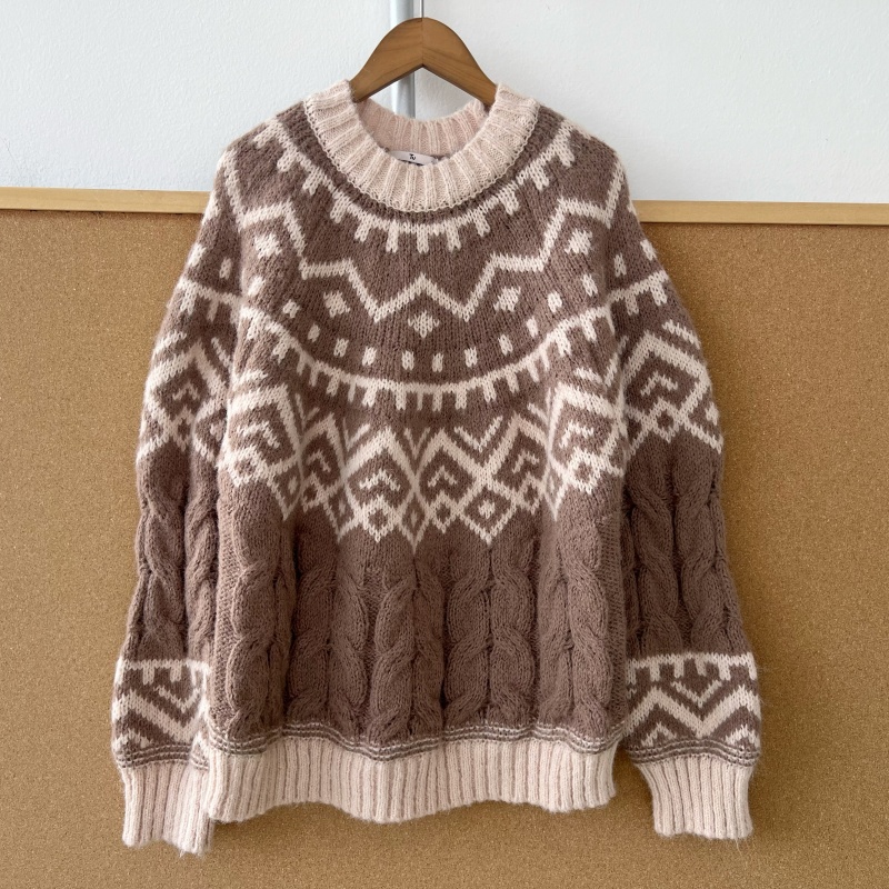 Y3-83秋冬高级感针织衫费尔岛上衣韩系慵懒风氛围感设计感Y25-12