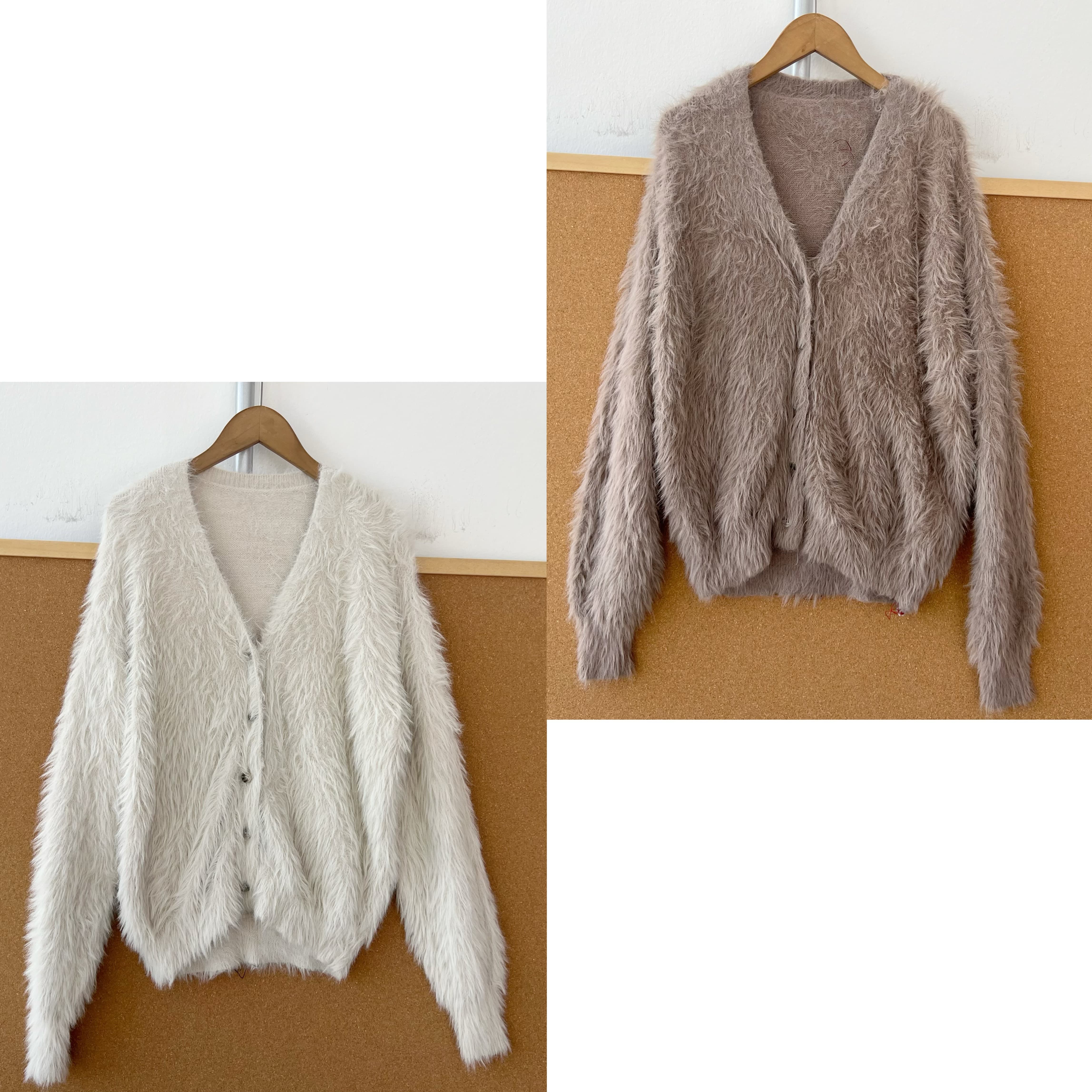 2S1-28毛毛简约V领针织外搭软糯气质慵懒风休闲外套上衣J25-10