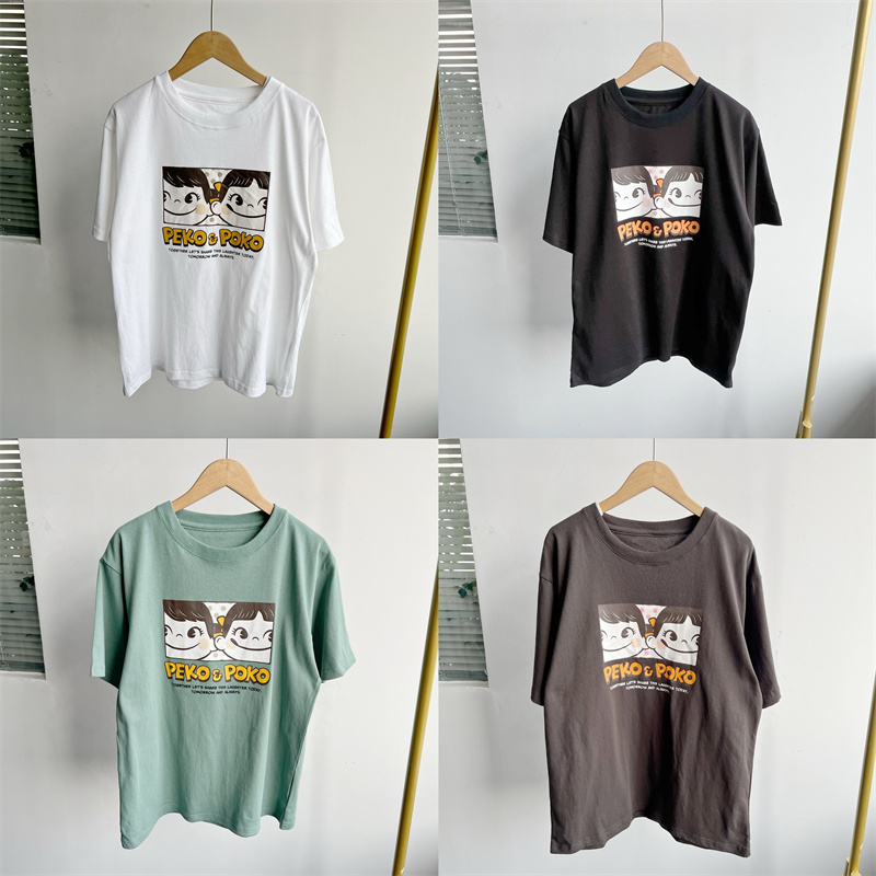 南7-26创意个性印花牛奶小妹纯棉正肩短袖T恤夏季款减龄上衣H25-4