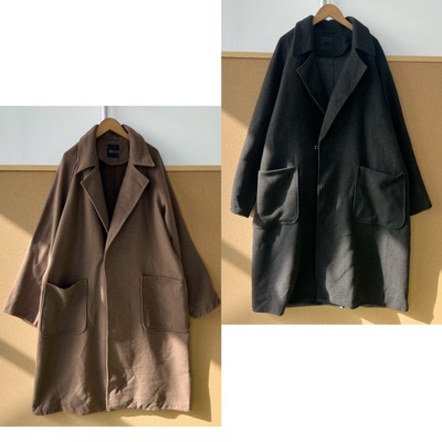 2G1-50时尚气质立体大口袋松弛感复古翻领中长款大衣外套H25-11