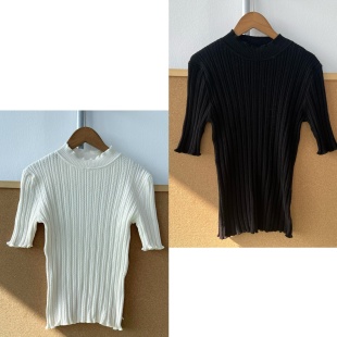 上衣J25 内搭修身 50麻花高弹针织显瘦网红针织打底短袖 南12