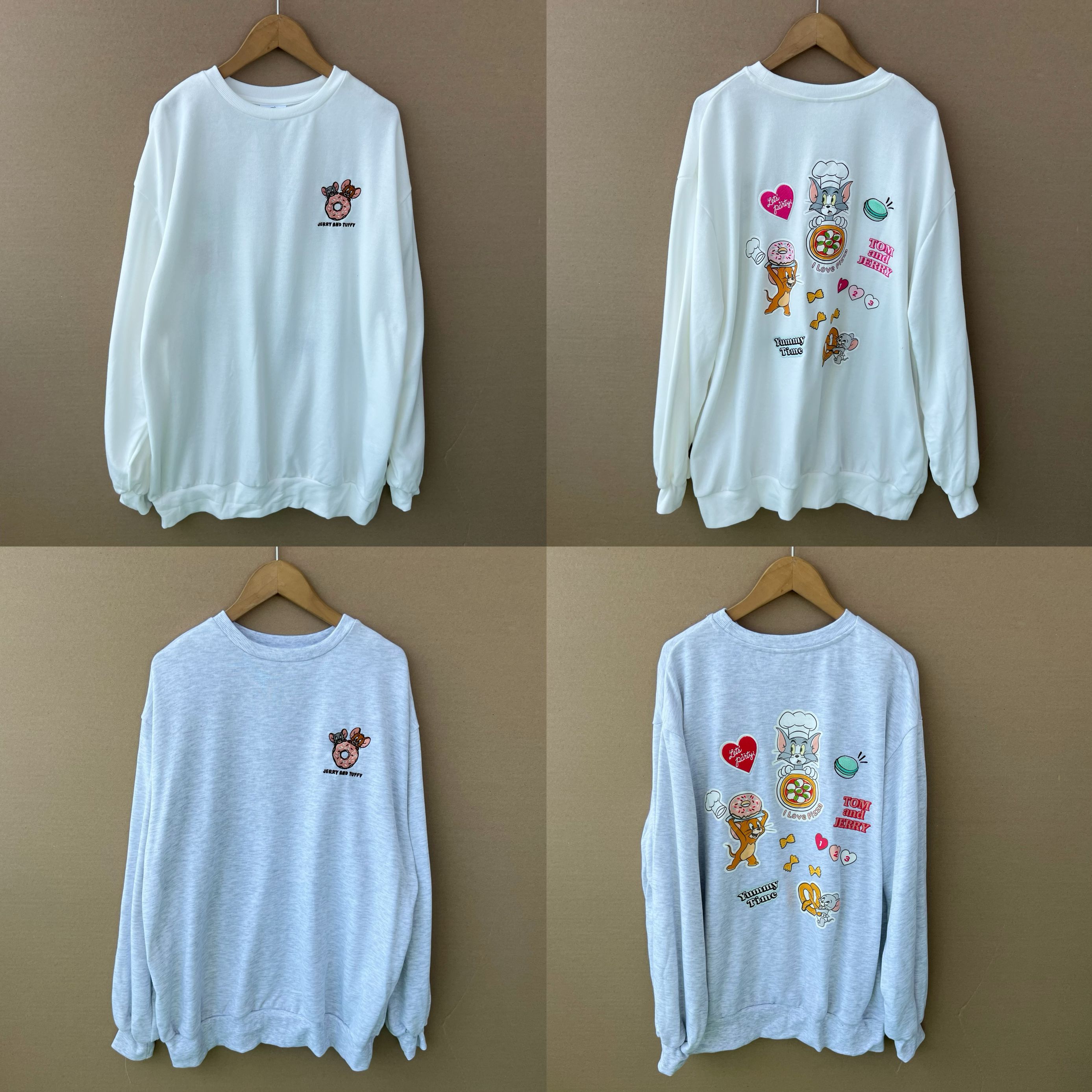 2n1-4春秋长袖圆领猫和老鼠小刺绣后背印花减龄舒适简约卫衣H25-9