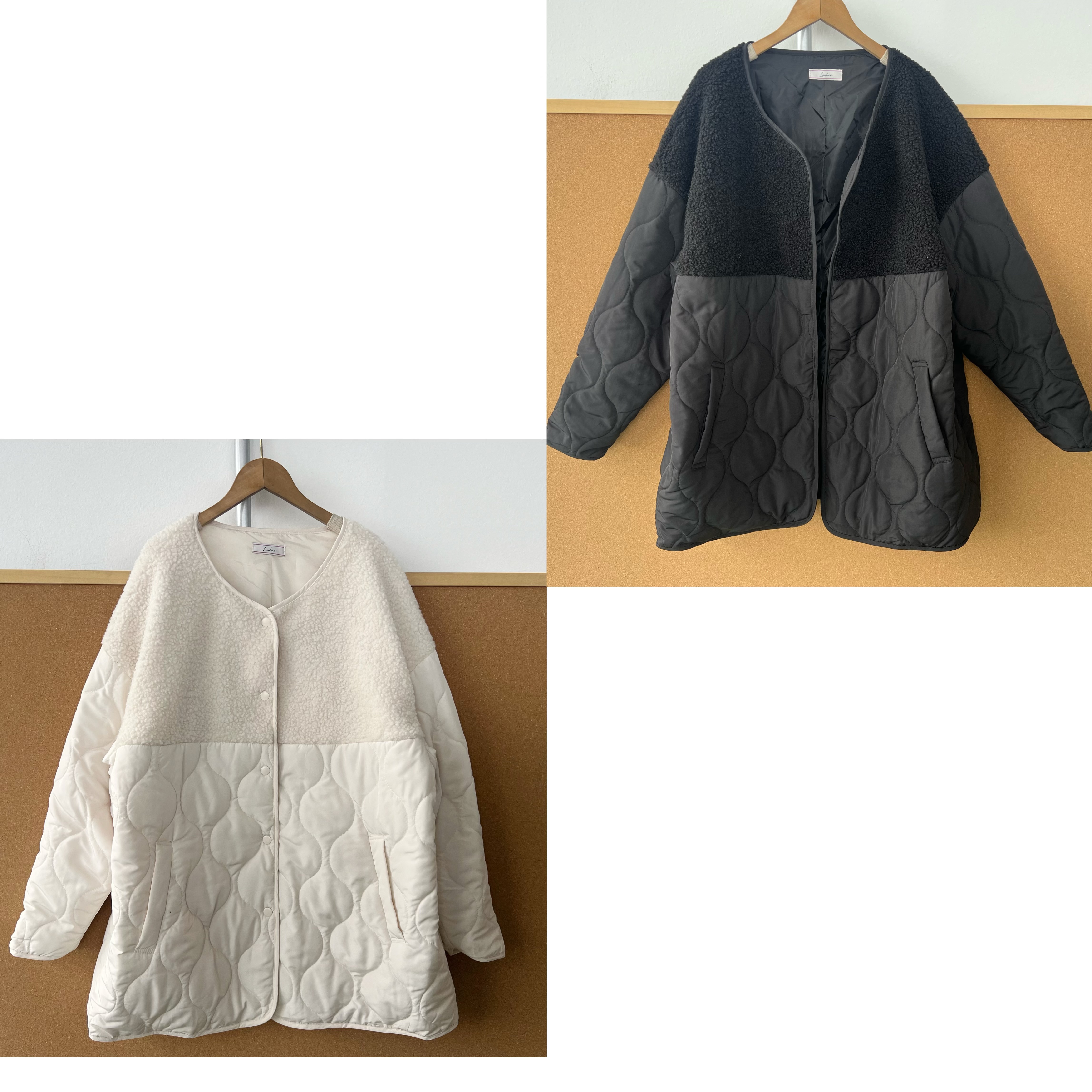 2C-68秋冬薄款圆领羊羔绒拼接葫芦纹宽松舒适百搭棉服外套H25-10