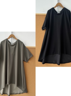2S1-30大码纯色简约时尚宽松舒适遮肚子显瘦中长款短袖T恤H25-10