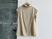 雯八 透气舒适宽松T恤打底衫 瑕疵无袖 半高领纯色月子服哺乳衣薄款