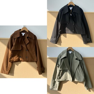 外套复古双排扣Y26 女士百搭氛围感短款 拌 175默认没有袖