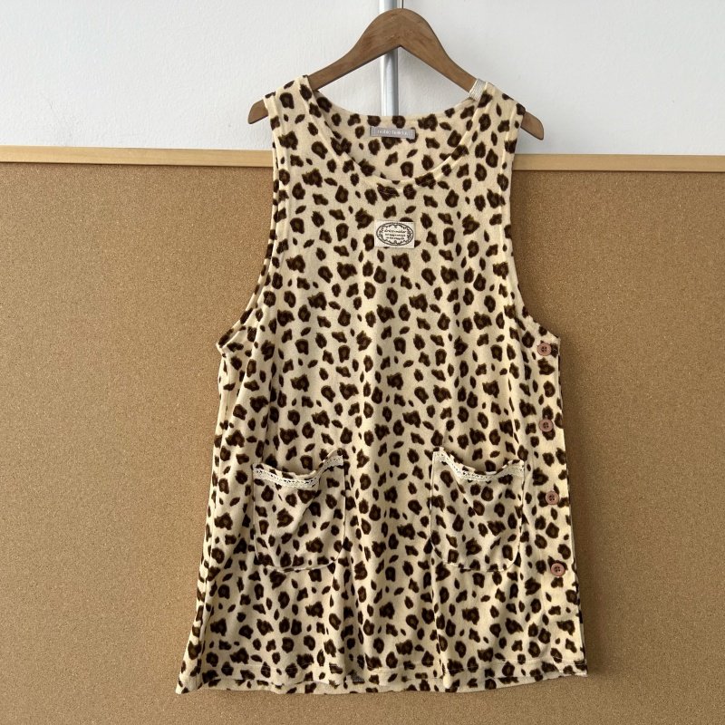 楼6A-63日式豹纹款无袖侧边纽扣罩衣厨房防脏背心围裙有口袋Y26-1,家庭/个人清洁工具,围裙,淘宝优惠券,粉丝福利购,淘宝优惠卷