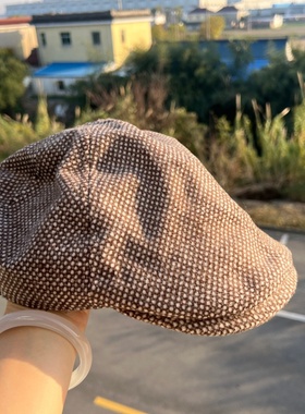 3d-51前进帽鸭舌帽韩版百搭英伦复古格子显气质简约设计感Y25-11