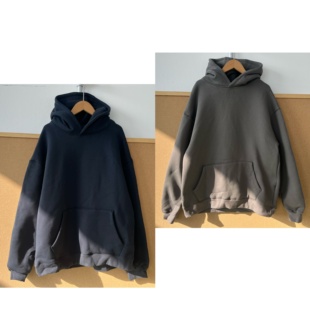 2V1-50日单男女棉加绒加厚卫衣春秋纯色基础百搭连帽上衣J25-12