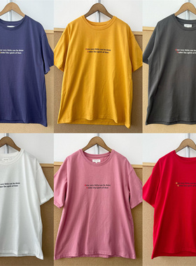 2B-138复古美式字母印花短袖T恤夏季休闲基础款百搭T26-3