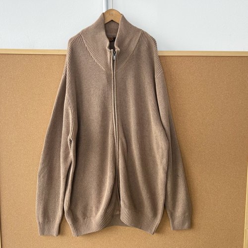 2u1-21纯棉大码日潮复古立领拉链款宽松百搭针织毛衣外套Z25-10