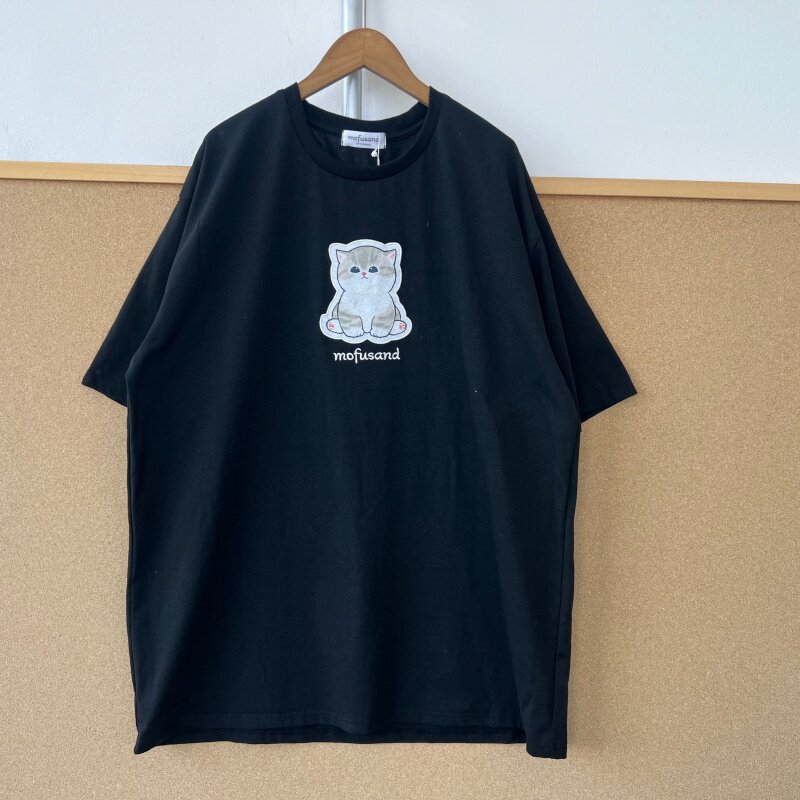 3Q-1夏季女士可爱猫猫刺绣圆领短袖T恤上衣宽松显瘦舒适百搭Y26-5