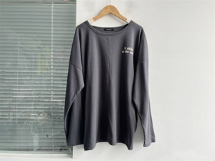 微瑕纯色简约减龄打底印花圆领长袖T恤女时尚百搭单穿上衣梅十一