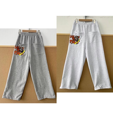 3G-3薄款松紧腰可爱卡通刺绣长裤百搭宽松舒适简约慵懒风Y26-1