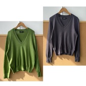 西2 上衣H25 34V领简约松弛感软糯春秋内搭舒适长袖 针织打底衫