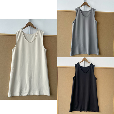 2K-116无龄感极简风V领无袖背心裙中长款内搭衬裙胖MM可穿T26-3