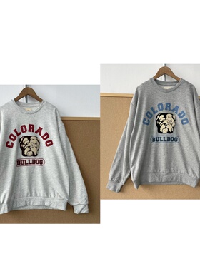 2V1-51日潮圆领字母印花狗头毛巾绣宽松高级感舒适毛圈卫衣Z26-3