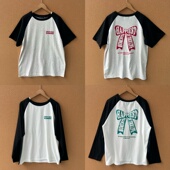 2Q1 宽松复古简约小众T恤Y25 7多款 字母印花设计感圆领百搭韩版