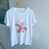 楼10 上衣套头打底叠穿简约可爱学生D25 36夏款 粉色小花纯棉修身