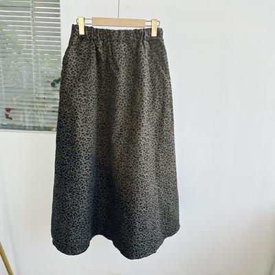 微瑕美式复古豹纹半身裙春秋新款高腰显瘦气质时尚百搭中长裙QYH2