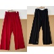 李2 H26 58棉 垂感松紧腰高腰坑条肌理感直筒阔腿针织休闲裤