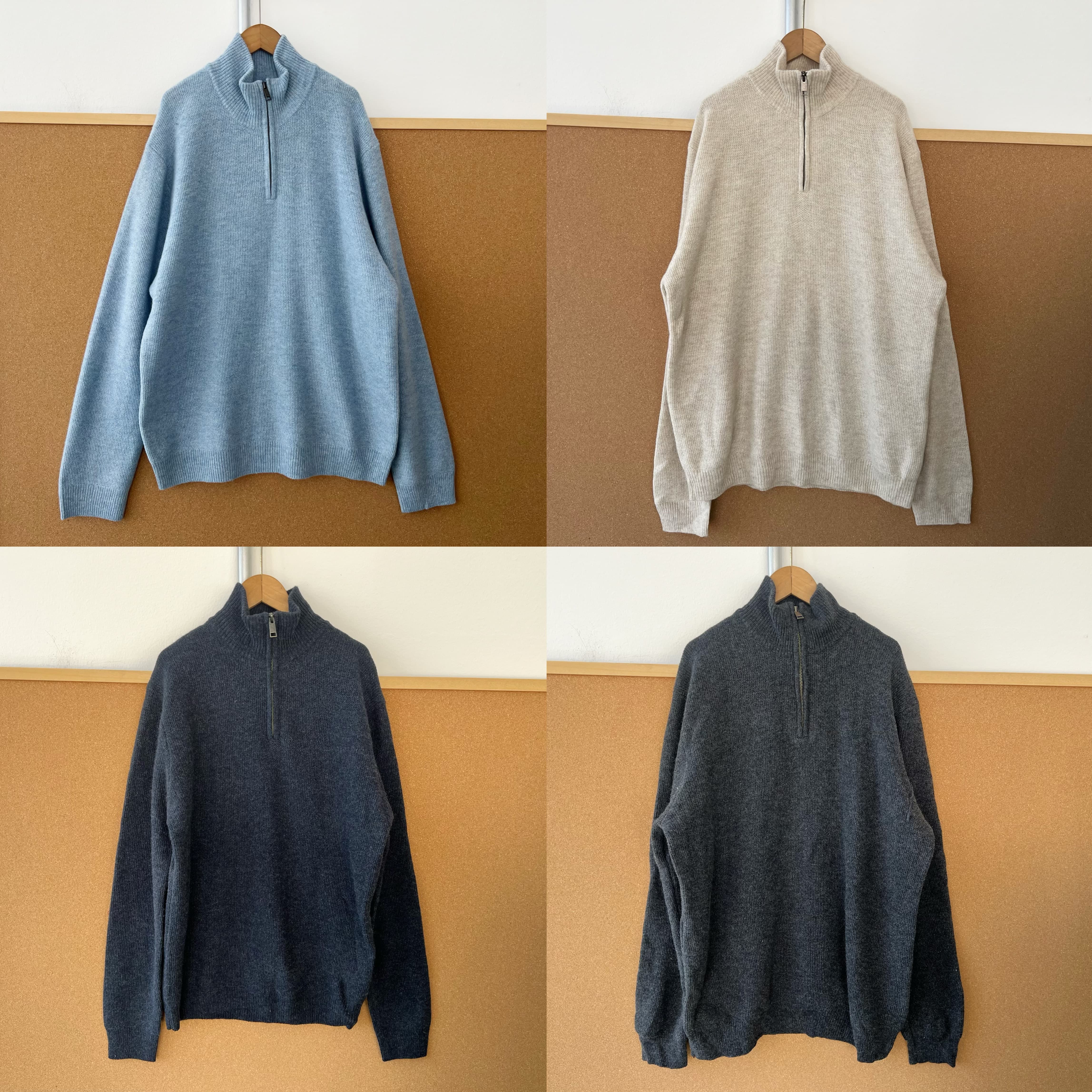 楼1-80半拉链男长袖针织衫简约百搭舒适打底通勤休闲上衣J25-10