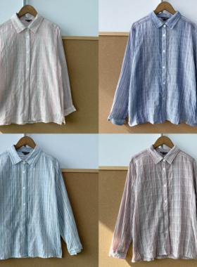 2L1-42日系复古长袖翻领衬衫文艺范气质舒适百搭薄上衣J25-11